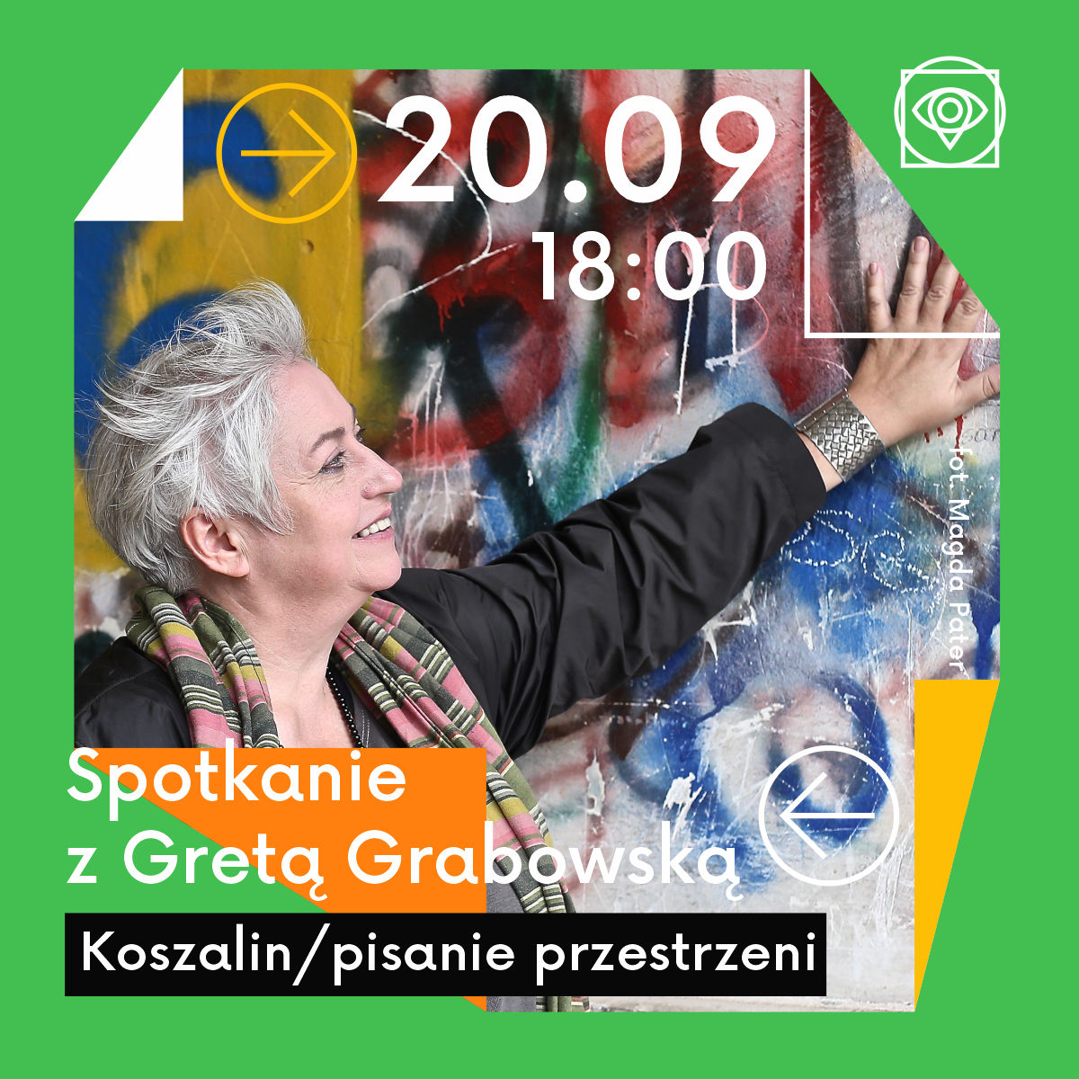 infografika promująca spotkanie z Gretą Grabowską