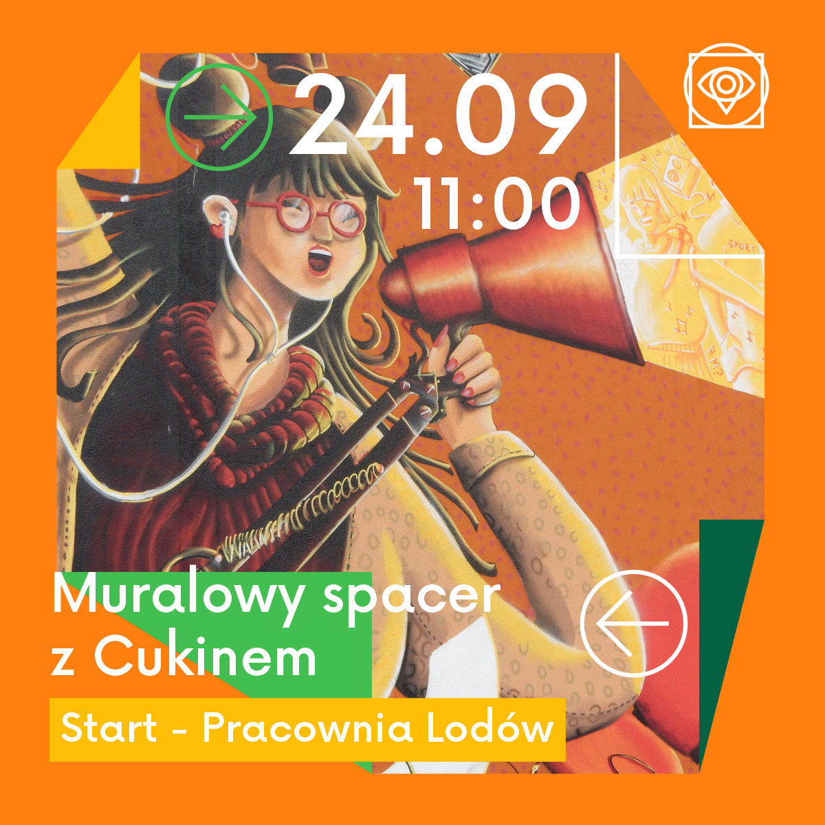 infografika promująca spacer po koszalińskich muralach