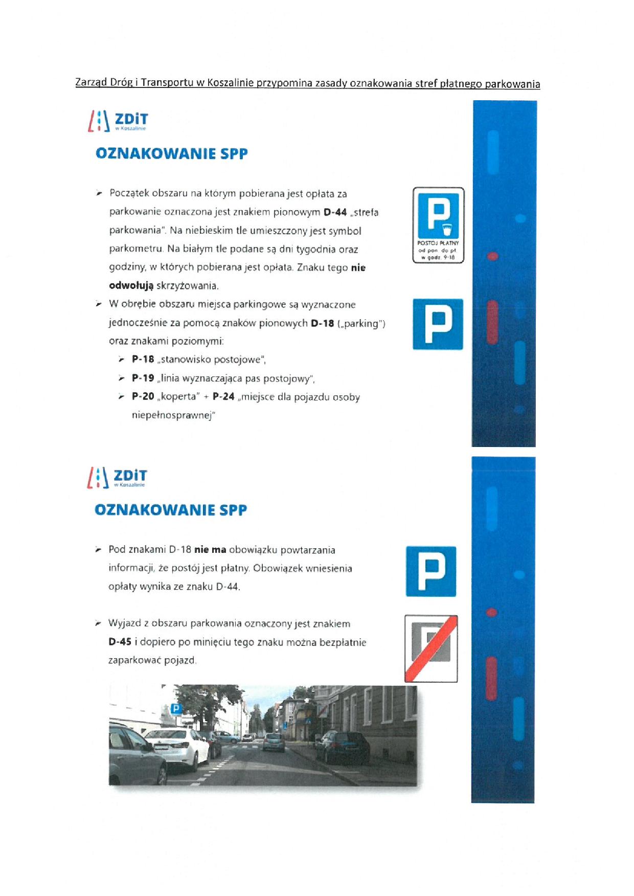 Oznakowanie Płatnej Strefy Parkowania