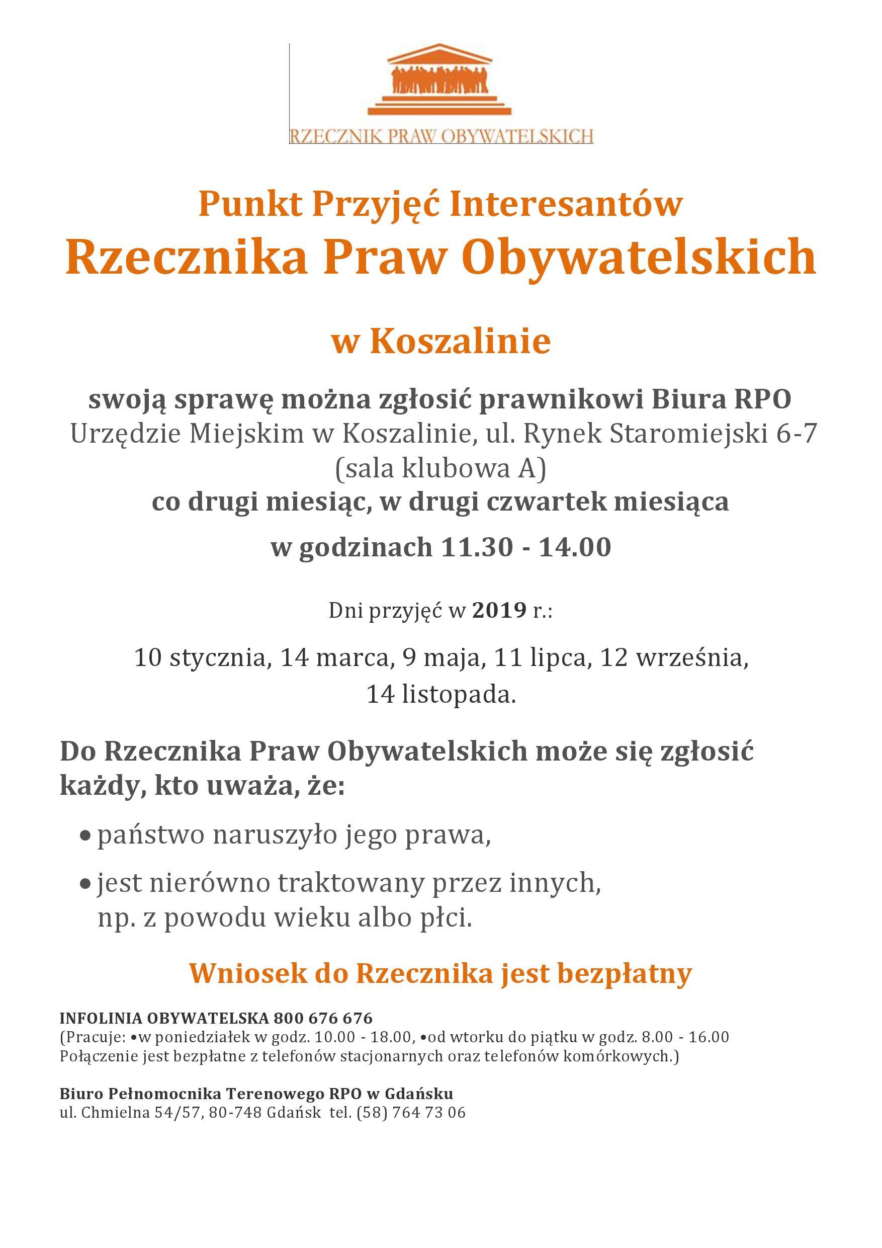 Dyżur Rzecznika Praw Obywatelskich