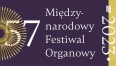 Grafika przedstawia liczbę 57 umieszczoną na fioletowym tle oraz napis Międzynarodowy Festiwal Organowy