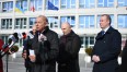 Konferencja prasowa podczas której wypowiadał się między innymi Jan Kuriata Przewodniczący Rady Miejskiej