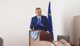 Prezydent Piotr Jedliński na uroczystym wręczeniu aktów nadania awansów 