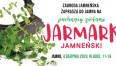 Grafika przedstawia pęk ziół na białym tle oraz czerwony napis Jarmark Jamneński
