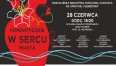 Grafika przedstawia czerwone  serce na czarnym tle oraz napis "Romantycznie w sercu miasta"