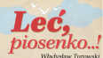 Grafika przedstawia czerwony napis "Leś piosenko" na tle błękitnych chmur.