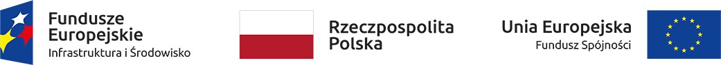 Obrazek przedstawiający w układzie poziomym, kolorowe znaki (od lewej):Fundusze Europejskie Infrastruktura i Środowisko, Rzeczpospolitej Polskiej, Unii Europejskiej Funduszu Spójności