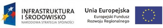 Kolorowy obrazek na białym tle, przedstawiający w układzie poziomym, od lewej strony znak Infrastruktura i Środowiska Narodowej Strategii Spójności oraz znak Europejskiego Funduszu Rozwoju Regionalnego z flagą Unii Europejskiej.