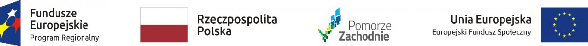 Obrazek przedstawiający w układzie poziomym, kolorowe znaki (od lewej): Regionalnego Programu Funduszy Europejskich, Rzeczpospolitej Polskiej, Pomorza Zachodniego oraz Europejskiego Funduszu Społecznego Unii Europejskiej