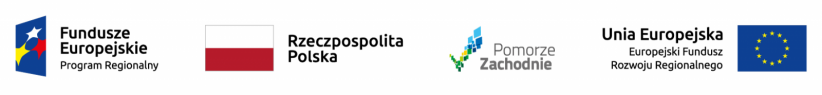 Kolorowy obrazek na białym tle, przedstawiający w układzie poziomym, kolejno od lewej strony znak Programu Regionalnego Funduszy Europejskich, flagę Rzeczypospolitej Polskiej, znak Pomorza Zachodniego oraz znak Europejskiego Funduszu Rozwoju Regionalnego z flagą Unii Europejskiej.