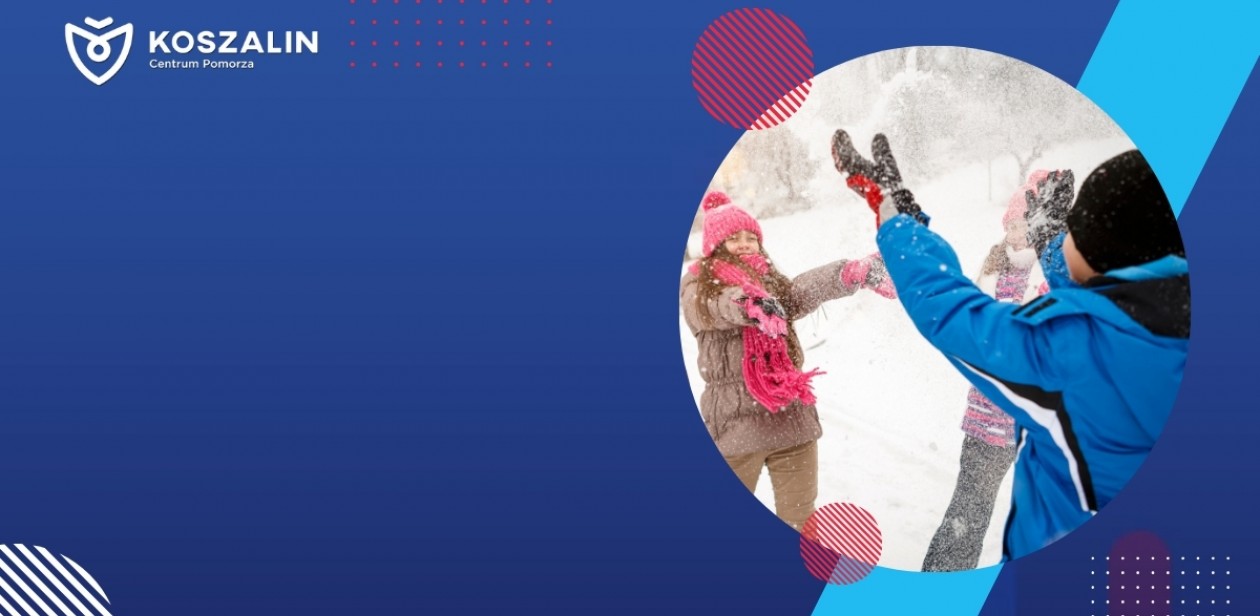 Na grafice widać dzieci bawiące się w śniegu. 