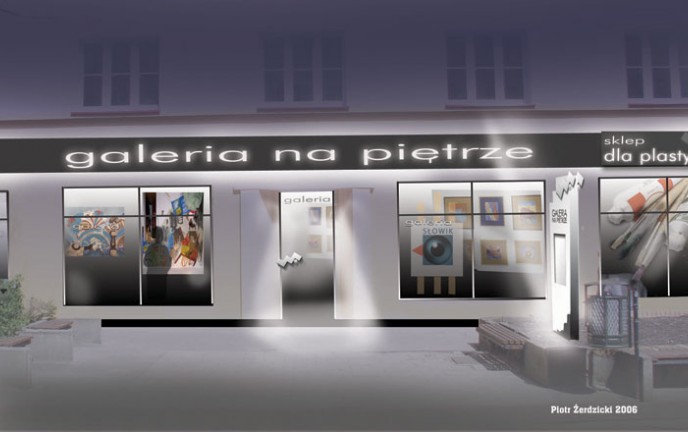 zdjęcie przedstawia wejście do Galerii "Na Piętrze"