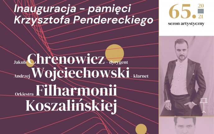 Zdjęcie przedstawia plakat koncertu, na którym znajduje sie zdjecie dyrygenta Jakuba Chrenowicza 