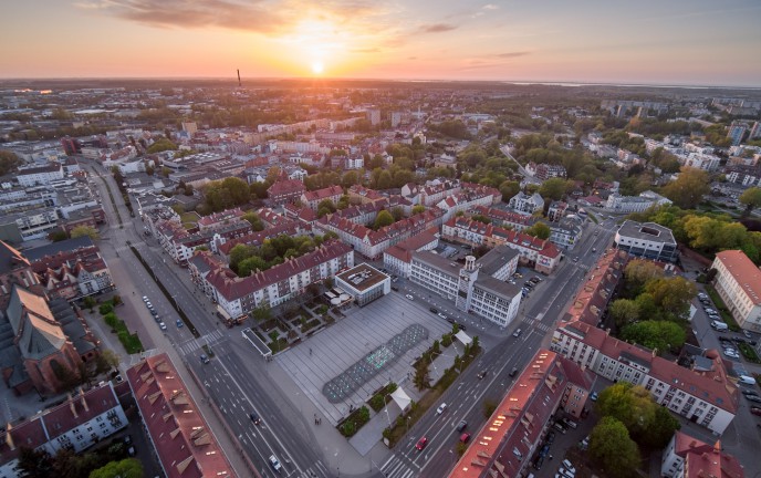 Urząd Miasta w Koszalinie Rynek Staromiejski z lotu ptaka