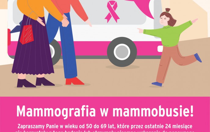 Plakat przedstawiający harmonogram działania mammobusu w Koszalinie