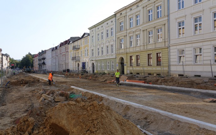 Na zdjęciu remontowana ul. Piłsudskiego Koszalin