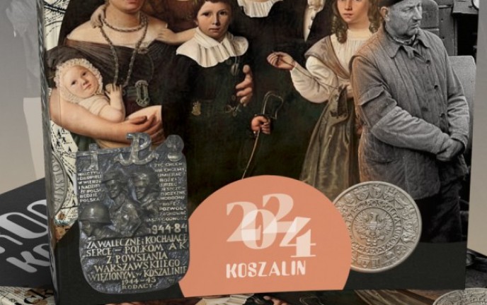 Na zdjęciu widać okładkę wydawnictwa, która przedstawia grupę archaicznych postaci oraz datę 2024