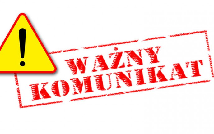 Grafika z napisem "ważny komunikat"