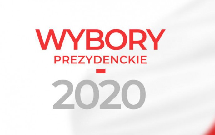 Na zdjęciu znajduje się napis w kolorze czerwonym "Wybory Prezydenckie 2020" 