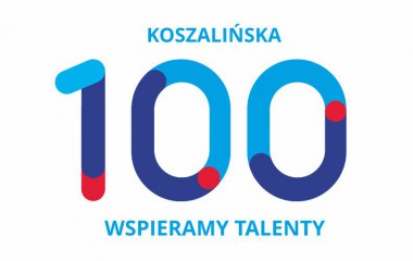 Grafika przedstawia dużą cyfrę 100 i napis wspieramy talenty w kolorach niebieskim, granatowym i czerwonym na białym tle