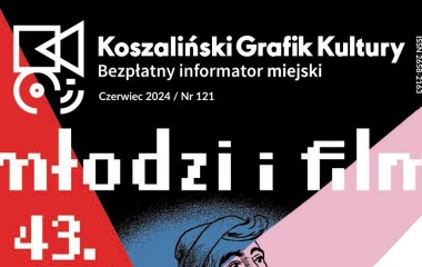 Grafika przedstawia okładkę miesięcznika, którą zdobi oficjalny plakat 43. KFDF Młodzi i Film