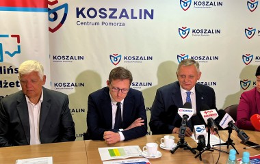 Uczestnicy konferencji prasowej w sprawie Koszalińskiego Budżetu Obywatelskiego