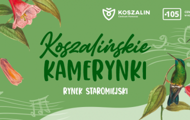 Na zielonym tle napis "Koszalińskie Kamerynki"