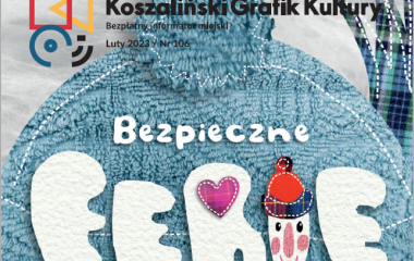 Grafika przedstawia kolorowy napis "Koszaliński Grafik Kultury - bezpieczne ferie"