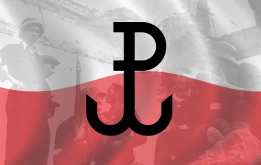 Flaga polski ze znakiem Polski Walczącej 
