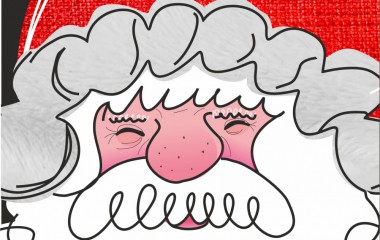 Grafika przedstawia uśmiechniętą twarz św. Mikołaja