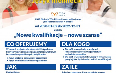 Plakat zachęcający do udziału w kursach językowych