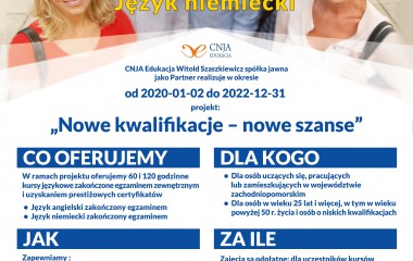 Plakat zachęcający do udziału w kursach językowych