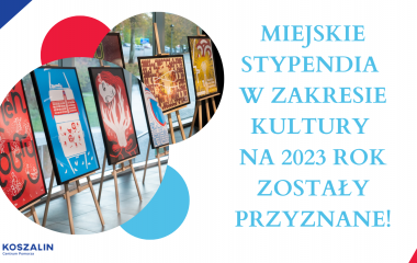 Na białym tle widać kolorowe koła i napis "miejskie stypendia w dziedzinie kultury na 2023 rok zostały przyznane"